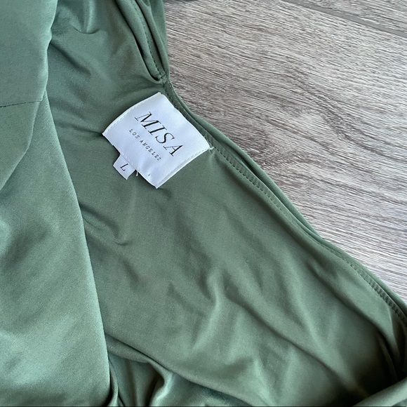 misa los angeles leza gathered crossover sleevless jersey high low dress large - Picture 4 of 6